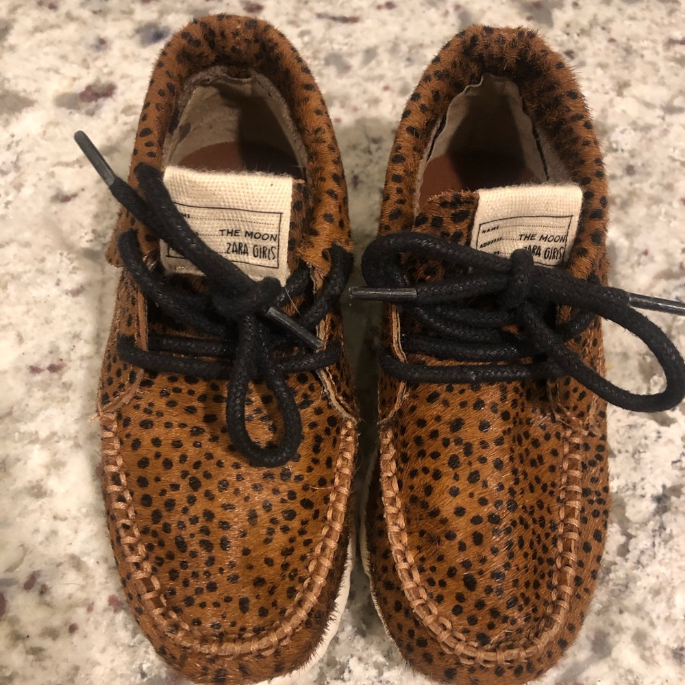 Zara Kids Leopard Print Calf Hair Shoes